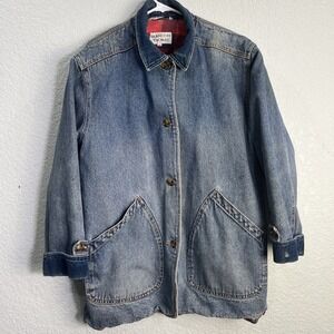 Brandon Thomas Vtg Denim Jacket Buffalo Check Lined Barn Chore Corduroy Men Sz M